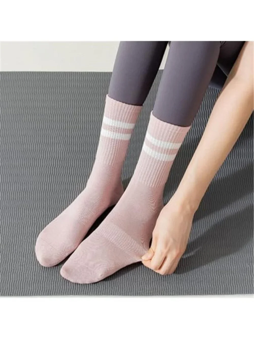 8 Pairs Long Yoga Socks with Grip for Women Anti Skid Gripper Socks No